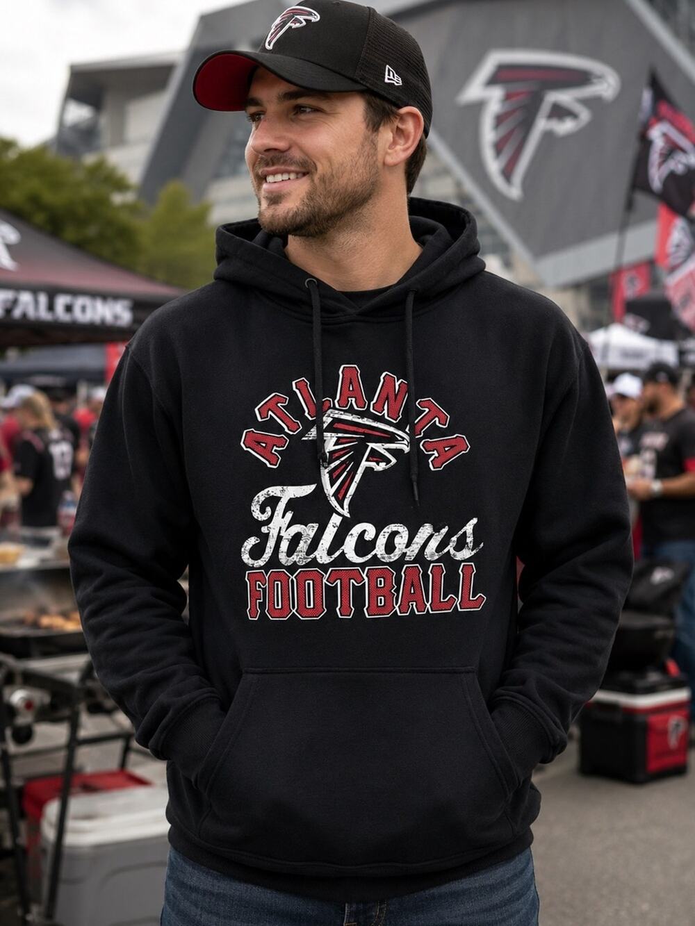 Atlanta Falcons NFL Black Pullover Hoodie Men’s Small Majestic